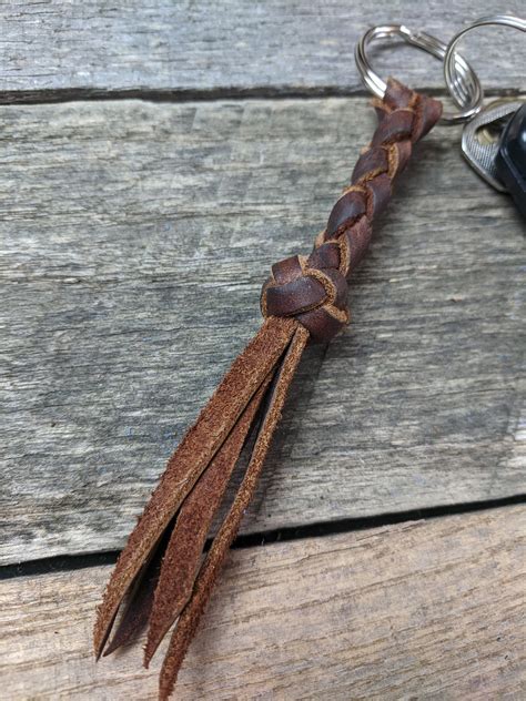 Knotted Leather Key Chain .